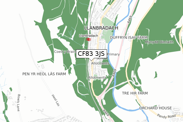 CF83 3JS map - small scale - OS Open Zoomstack (Ordnance Survey)