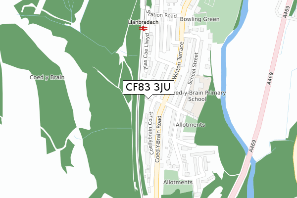 CF83 3JU map - large scale - OS Open Zoomstack (Ordnance Survey)