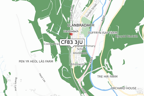 CF83 3JU map - small scale - OS Open Zoomstack (Ordnance Survey)