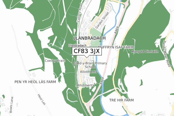 CF83 3JX map - small scale - OS Open Zoomstack (Ordnance Survey)