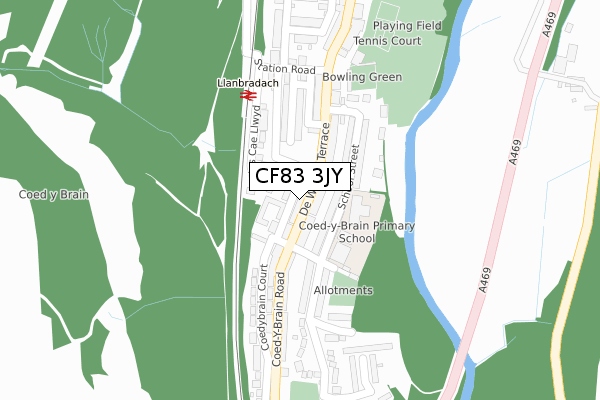 CF83 3JY map - large scale - OS Open Zoomstack (Ordnance Survey)