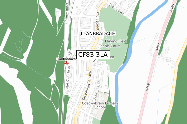 CF83 3LA map - large scale - OS Open Zoomstack (Ordnance Survey)