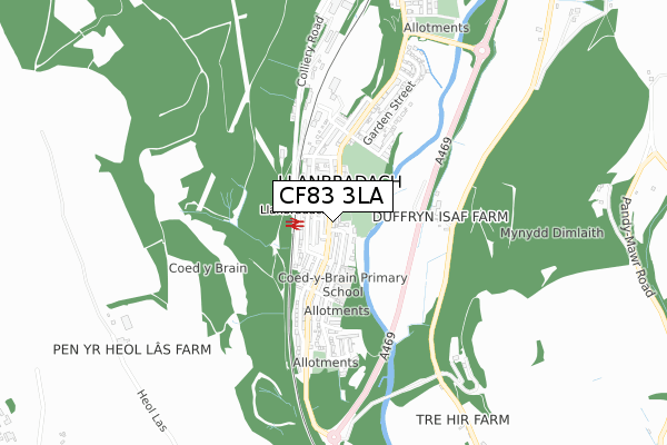 CF83 3LA map - small scale - OS Open Zoomstack (Ordnance Survey)