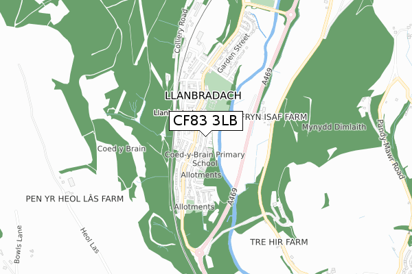 CF83 3LB map - small scale - OS Open Zoomstack (Ordnance Survey)