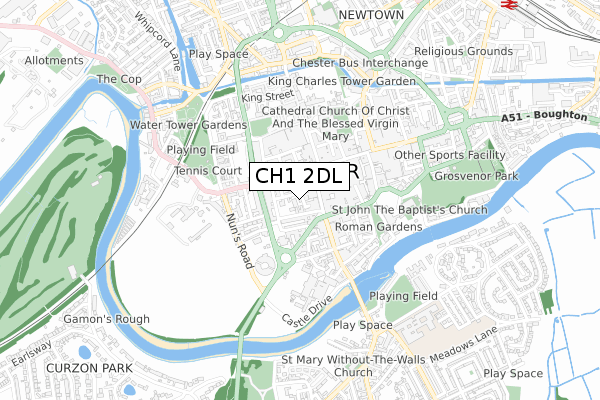 CH1 2DL map - small scale - OS Open Zoomstack (Ordnance Survey)