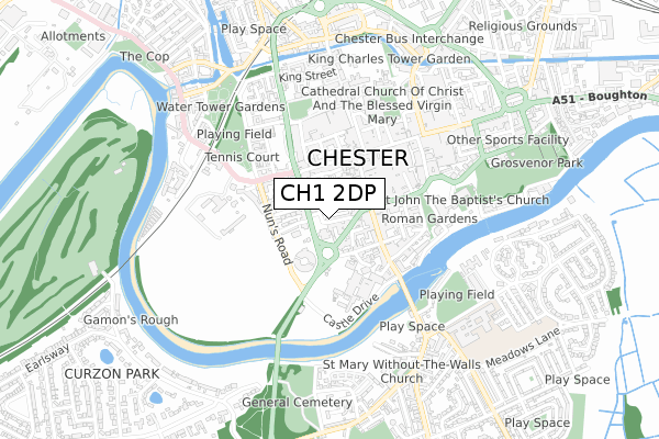 CH1 2DP map - small scale - OS Open Zoomstack (Ordnance Survey)