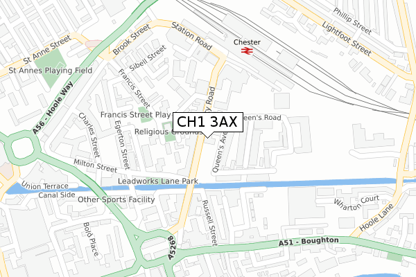 CH1 3AX map - large scale - OS Open Zoomstack (Ordnance Survey)