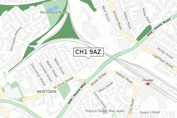 CH1 9AZ map - large scale - OS Open Zoomstack (Ordnance Survey)