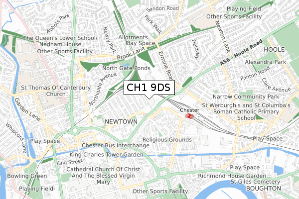 CH1 9DS map - small scale - OS Open Zoomstack (Ordnance Survey)