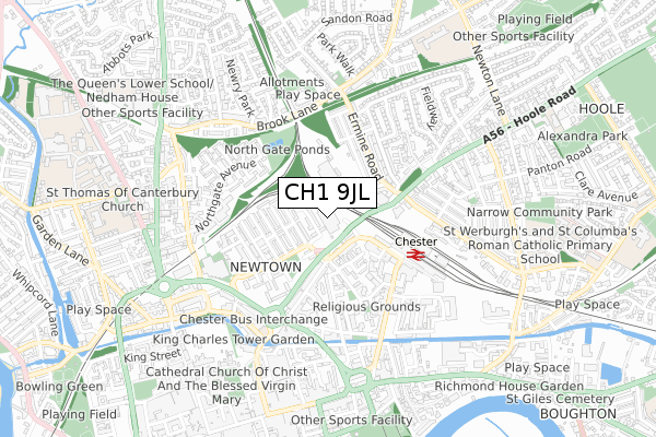 CH1 9JL map - small scale - OS Open Zoomstack (Ordnance Survey)