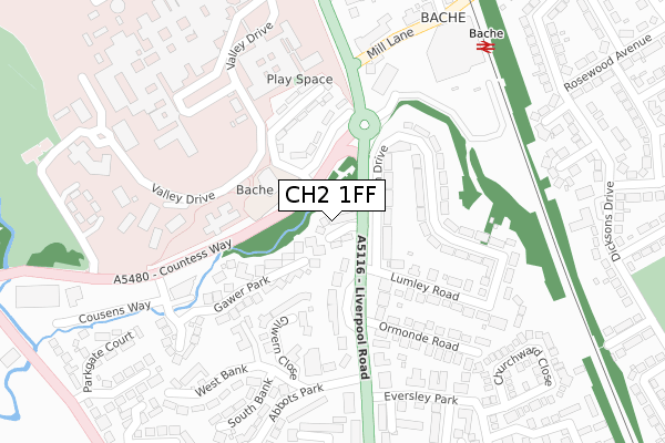 CH2 1FF map - large scale - OS Open Zoomstack (Ordnance Survey)