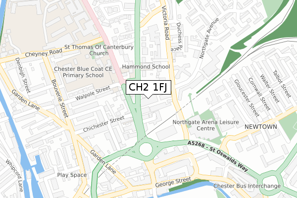 CH2 1FJ map - large scale - OS Open Zoomstack (Ordnance Survey)