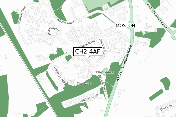 CH2 4AF map - large scale - OS Open Zoomstack (Ordnance Survey)