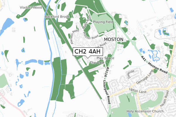 CH2 4AH map - small scale - OS Open Zoomstack (Ordnance Survey)