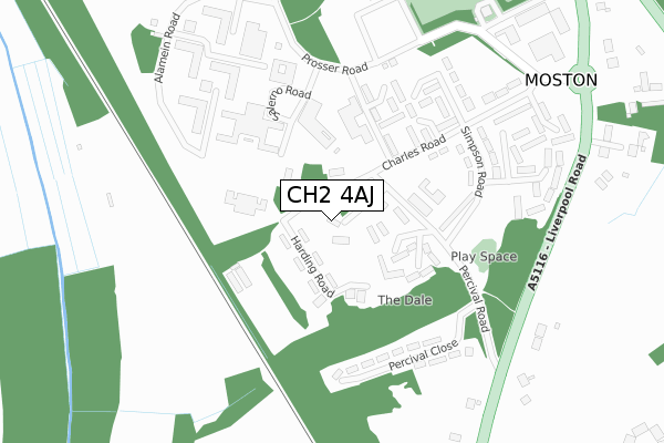 CH2 4AJ map - large scale - OS Open Zoomstack (Ordnance Survey)