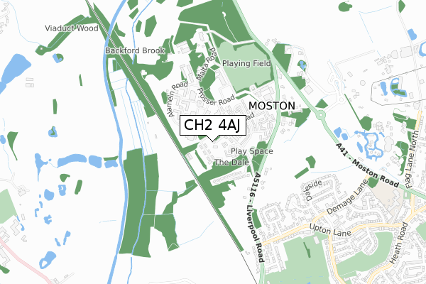 CH2 4AJ map - small scale - OS Open Zoomstack (Ordnance Survey)