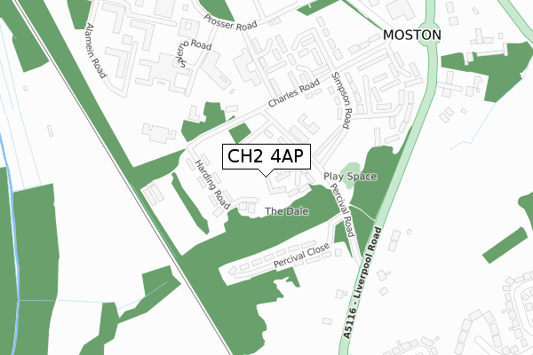 CH2 4AP map - large scale - OS Open Zoomstack (Ordnance Survey)