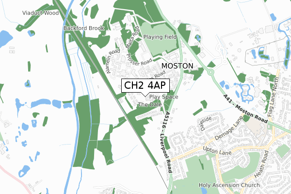 CH2 4AP map - small scale - OS Open Zoomstack (Ordnance Survey)