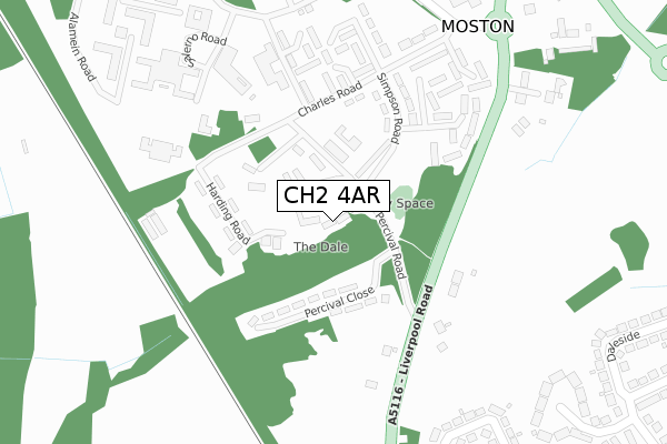 CH2 4AR map - large scale - OS Open Zoomstack (Ordnance Survey)