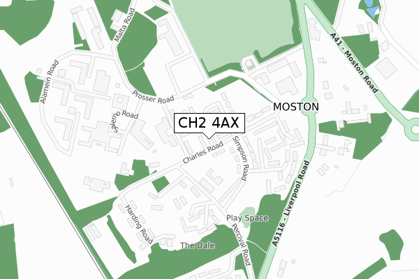 CH2 4AX map - large scale - OS Open Zoomstack (Ordnance Survey)