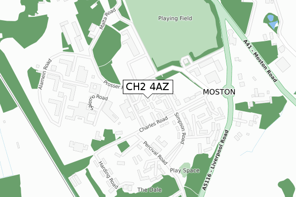 CH2 4AZ map - large scale - OS Open Zoomstack (Ordnance Survey)