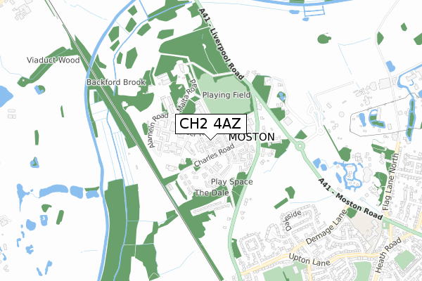 CH2 4AZ map - small scale - OS Open Zoomstack (Ordnance Survey)