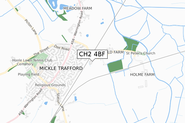 CH2 4BF map - small scale - OS Open Zoomstack (Ordnance Survey)