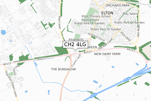 CH2 4LG map - small scale - OS Open Zoomstack (Ordnance Survey)