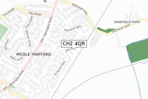 CH2 4QR map - large scale - OS Open Zoomstack (Ordnance Survey)