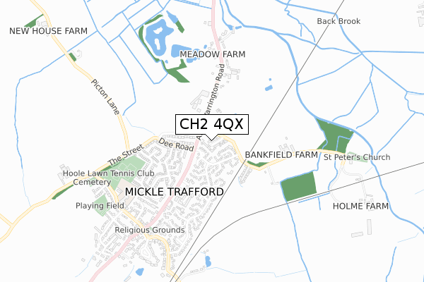 CH2 4QX map - small scale - OS Open Zoomstack (Ordnance Survey)