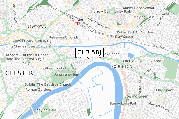 CH3 5BJ map - small scale - OS Open Zoomstack (Ordnance Survey)