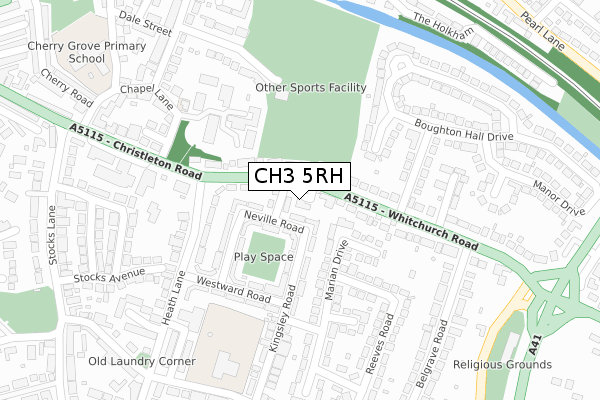 CH3 5RH map - large scale - OS Open Zoomstack (Ordnance Survey)