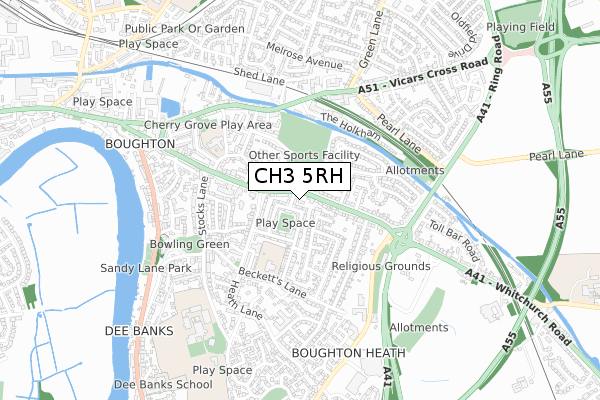 CH3 5RH map - small scale - OS Open Zoomstack (Ordnance Survey)