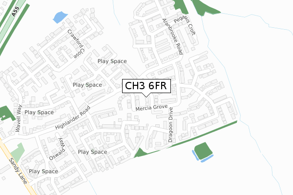 CH3 6FR map - large scale - OS Open Zoomstack (Ordnance Survey)