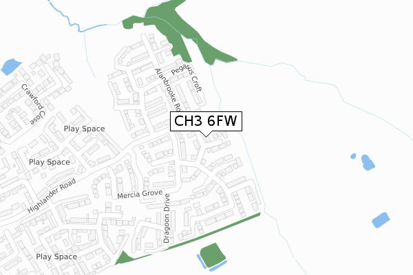 CH3 6FW map - large scale - OS Open Zoomstack (Ordnance Survey)