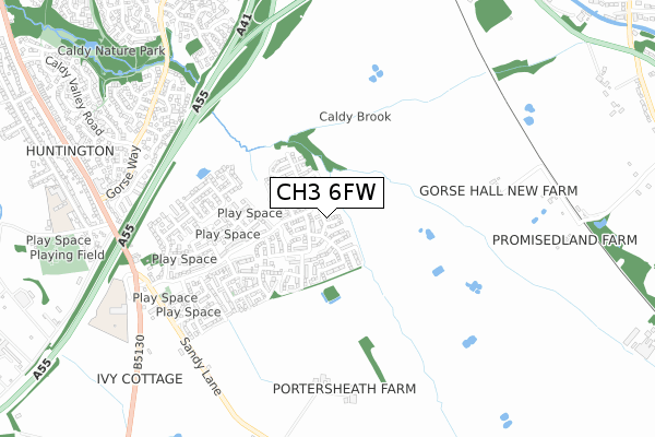 CH3 6FW map - small scale - OS Open Zoomstack (Ordnance Survey)