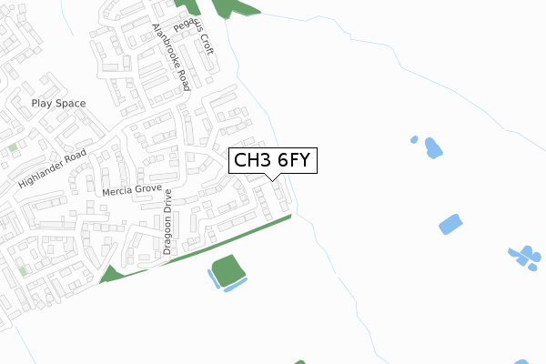 CH3 6FY map - large scale - OS Open Zoomstack (Ordnance Survey)