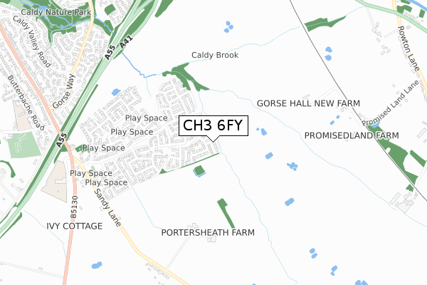 CH3 6FY map - small scale - OS Open Zoomstack (Ordnance Survey)