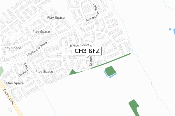 CH3 6FZ map - large scale - OS Open Zoomstack (Ordnance Survey)