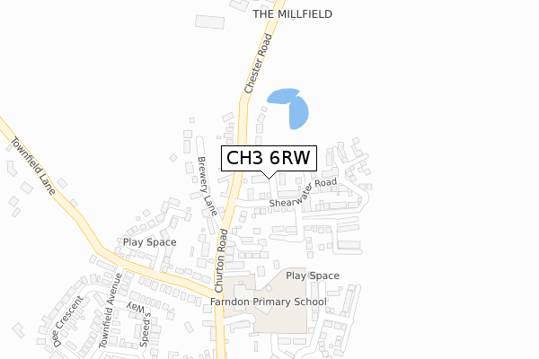 CH3 6RW map - large scale - OS Open Zoomstack (Ordnance Survey)