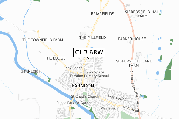 CH3 6RW map - small scale - OS Open Zoomstack (Ordnance Survey)