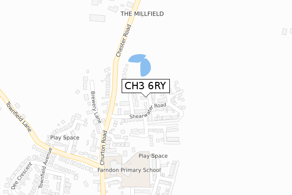 CH3 6RY map - large scale - OS Open Zoomstack (Ordnance Survey)