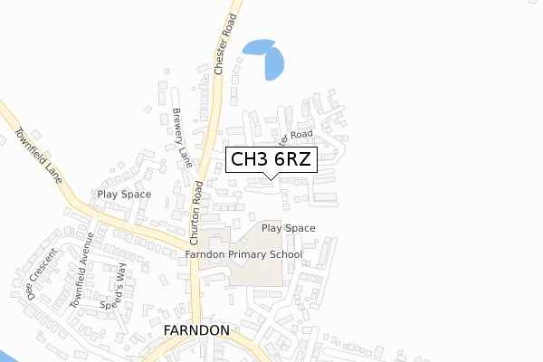 CH3 6RZ map - large scale - OS Open Zoomstack (Ordnance Survey)