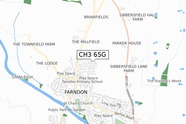 CH3 6SG map - small scale - OS Open Zoomstack (Ordnance Survey)