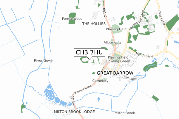 CH3 7HU map - small scale - OS Open Zoomstack (Ordnance Survey)