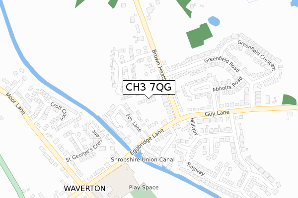 CH3 7QG map - large scale - OS Open Zoomstack (Ordnance Survey)