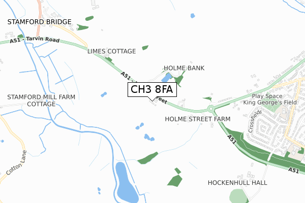 CH3 8FA map - small scale - OS Open Zoomstack (Ordnance Survey)