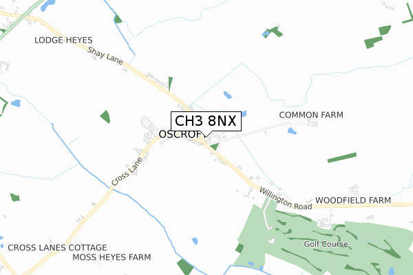 CH3 8NX map - small scale - OS Open Zoomstack (Ordnance Survey)