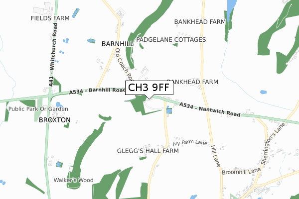 CH3 9FF map - small scale - OS Open Zoomstack (Ordnance Survey)