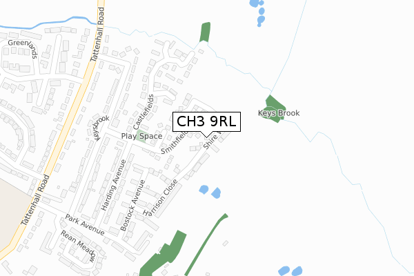 CH3 9RL map - large scale - OS Open Zoomstack (Ordnance Survey)